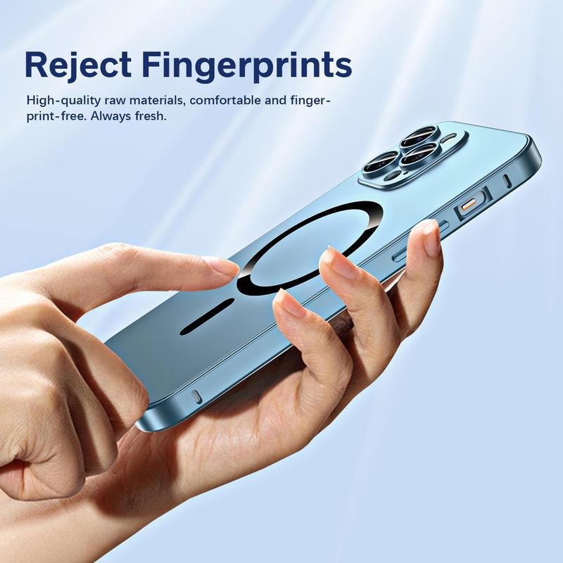Ultra Thin Aluminum Metal MagSafe Magnetic Case for iPhone 16 15 14 13 12 Pro Max & Plus - Slim Shockproof Full Coverage Protective Cover with Lens Protection, Wireless Charging Compatible