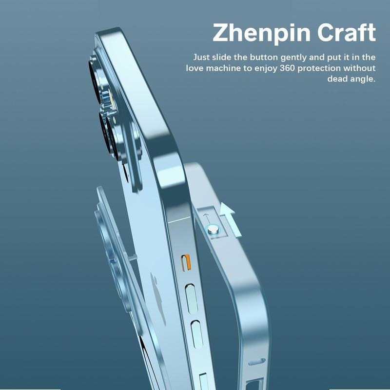 Ultra Thin Aluminum Metal MagSafe Magnetic Case for iPhone 16 15 14 13 12 Pro Max & Plus - Slim Shockproof Full Coverage Protective Cover with Lens Protection, Wireless Charging Compatible