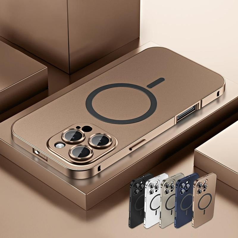 Ultra Thin Aluminum Metal MagSafe Magnetic Case for iPhone 16 15 14 13 12 Pro Max & Plus - Slim Shockproof Full Coverage Protective Cover with Lens Protection, Wireless Charging Compatible