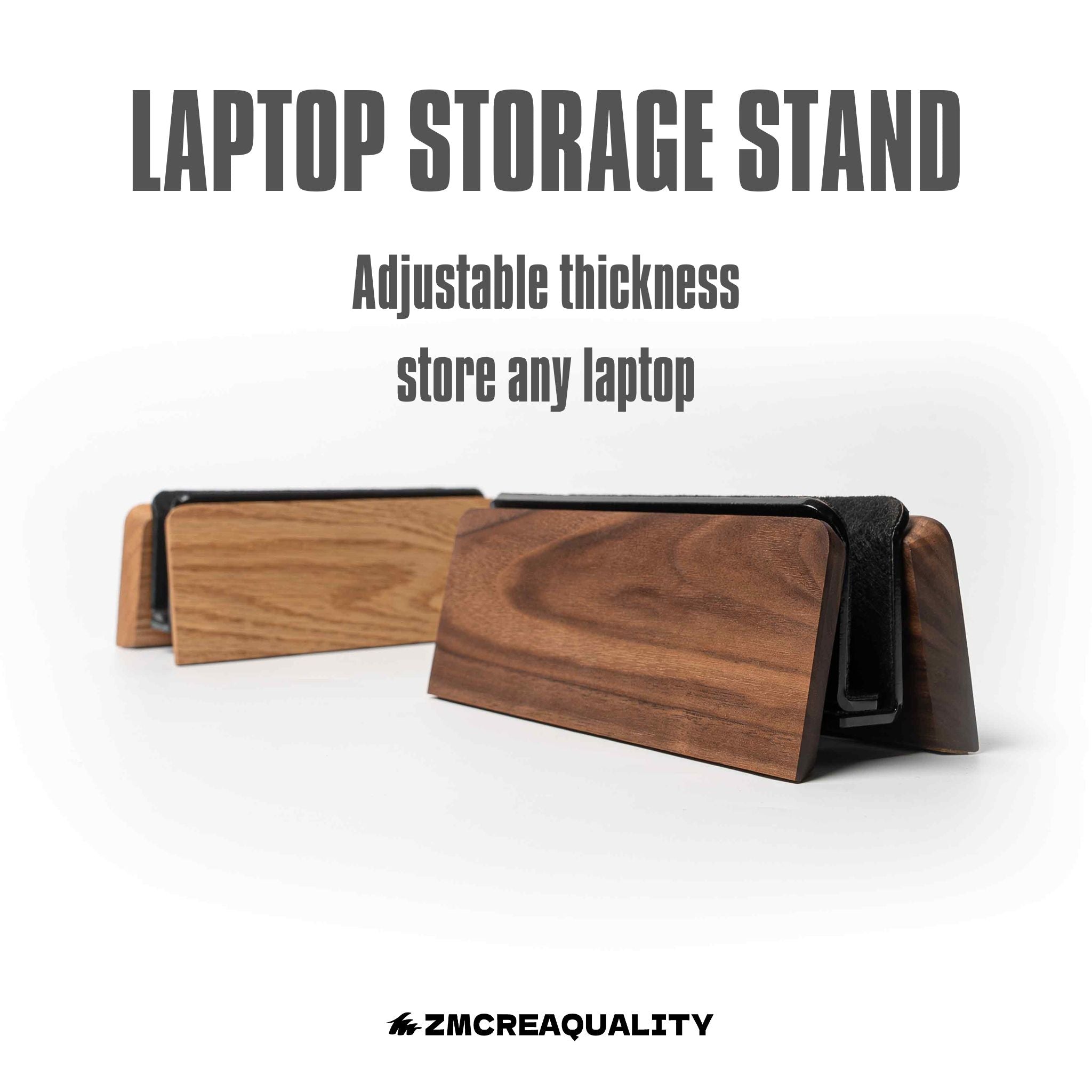 ZM Adjustable Laptop Stand – Solid Wood & Metal Ergonomic Riser for Desk