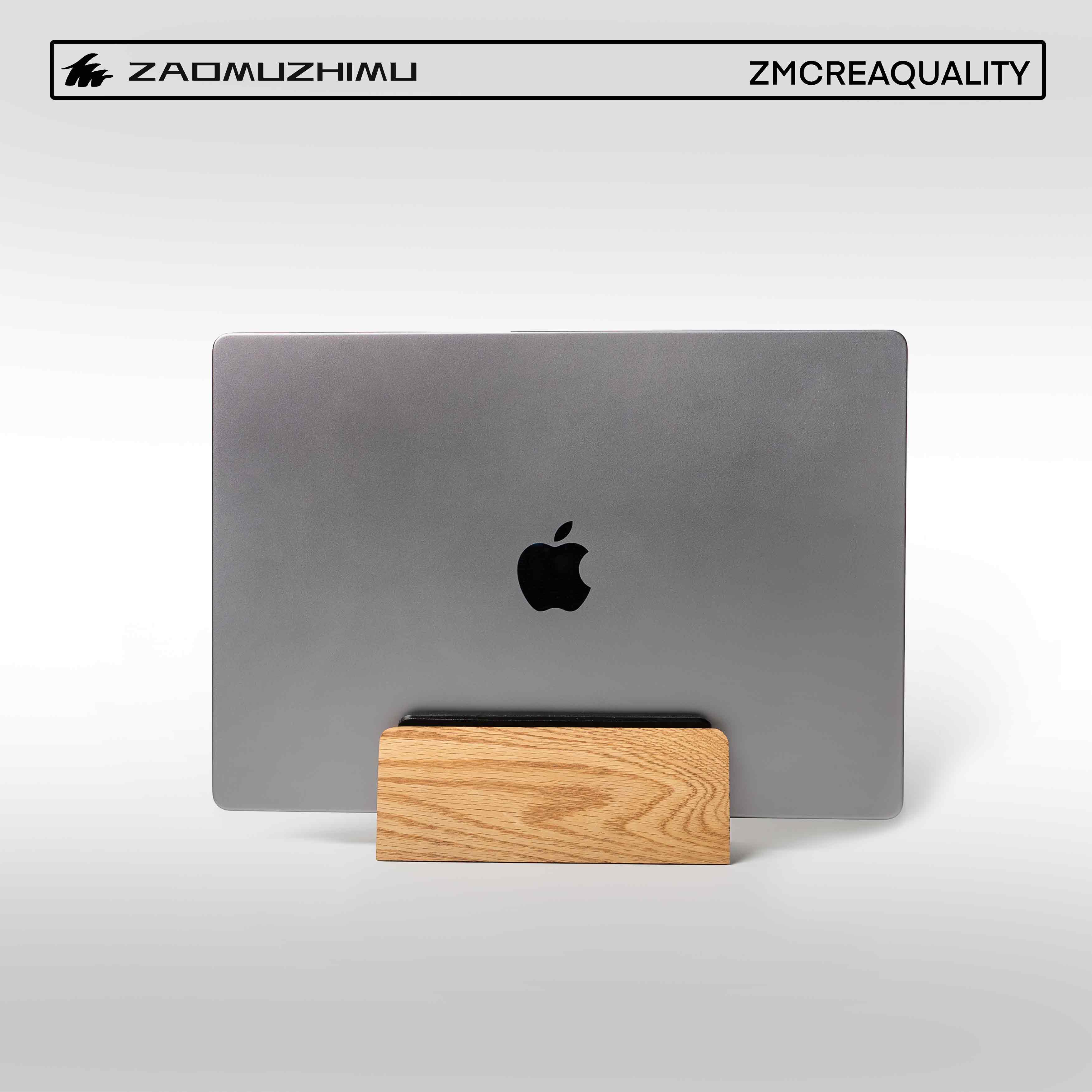 ZM Adjustable Laptop Stand – Solid Wood & Metal Ergonomic Riser for Desk