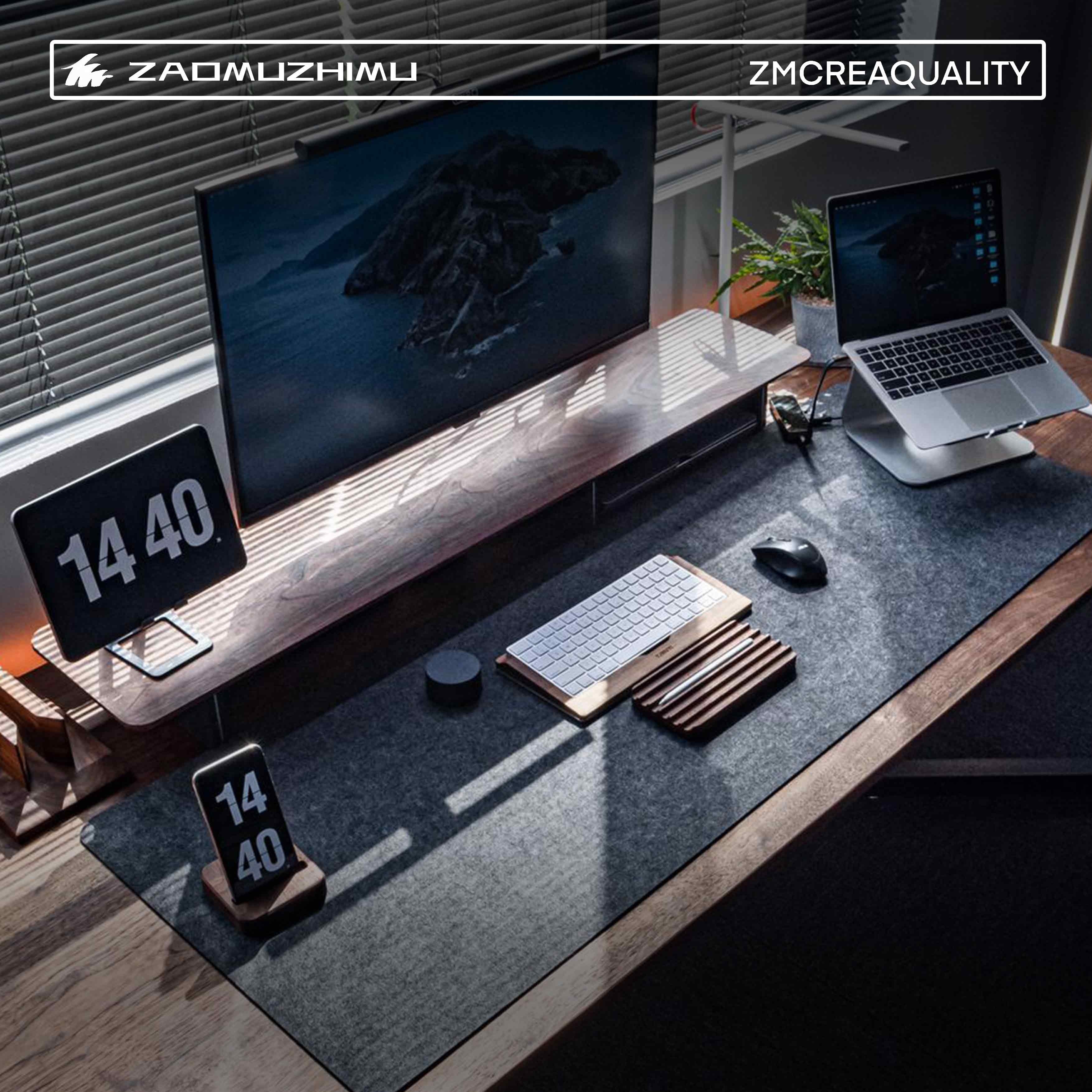 ZM Cork & Felt Dual-Sided Desk Mat - Extra Large Mouse Pad + Keyboard Wrist Rest | Non-Slip, Eco-Friendly, Ergonomic Office Desk Accessory for Home & Work