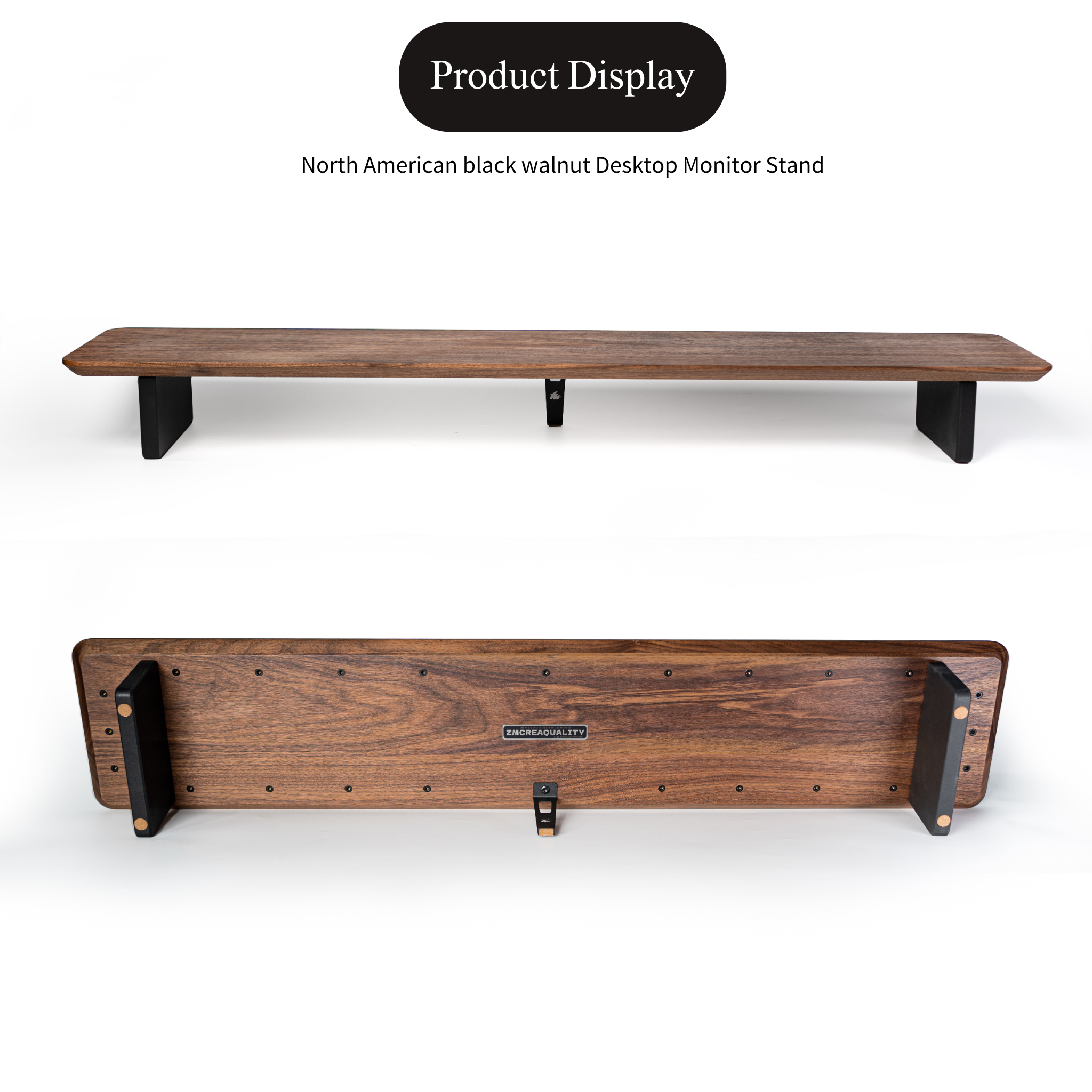 zmdesktop M20 Black walnut desktop monitor stand riser