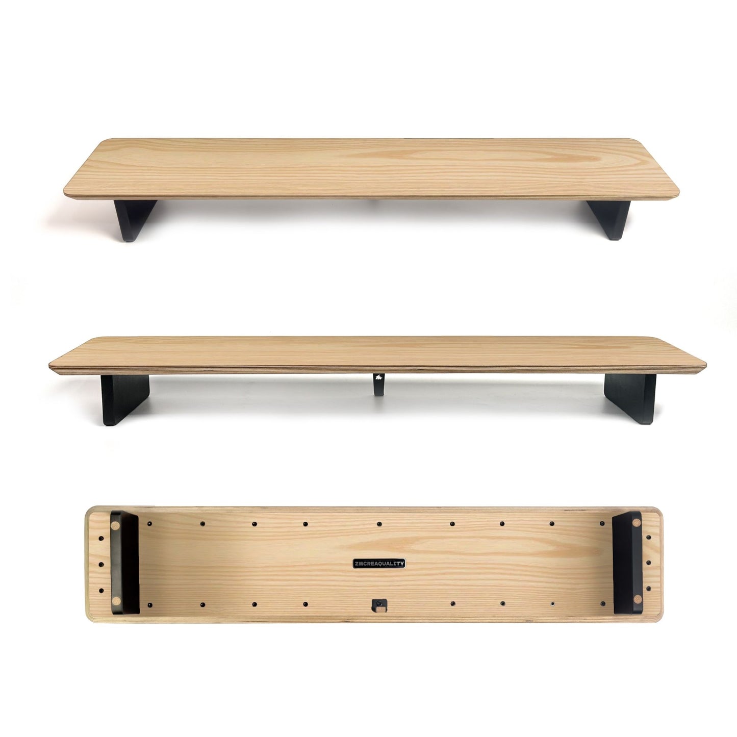 ZM Modular M10 Dual Monitor Stand: Handmade Birch & Walnut Multi-Layer Solid Wood Desktop Shelf