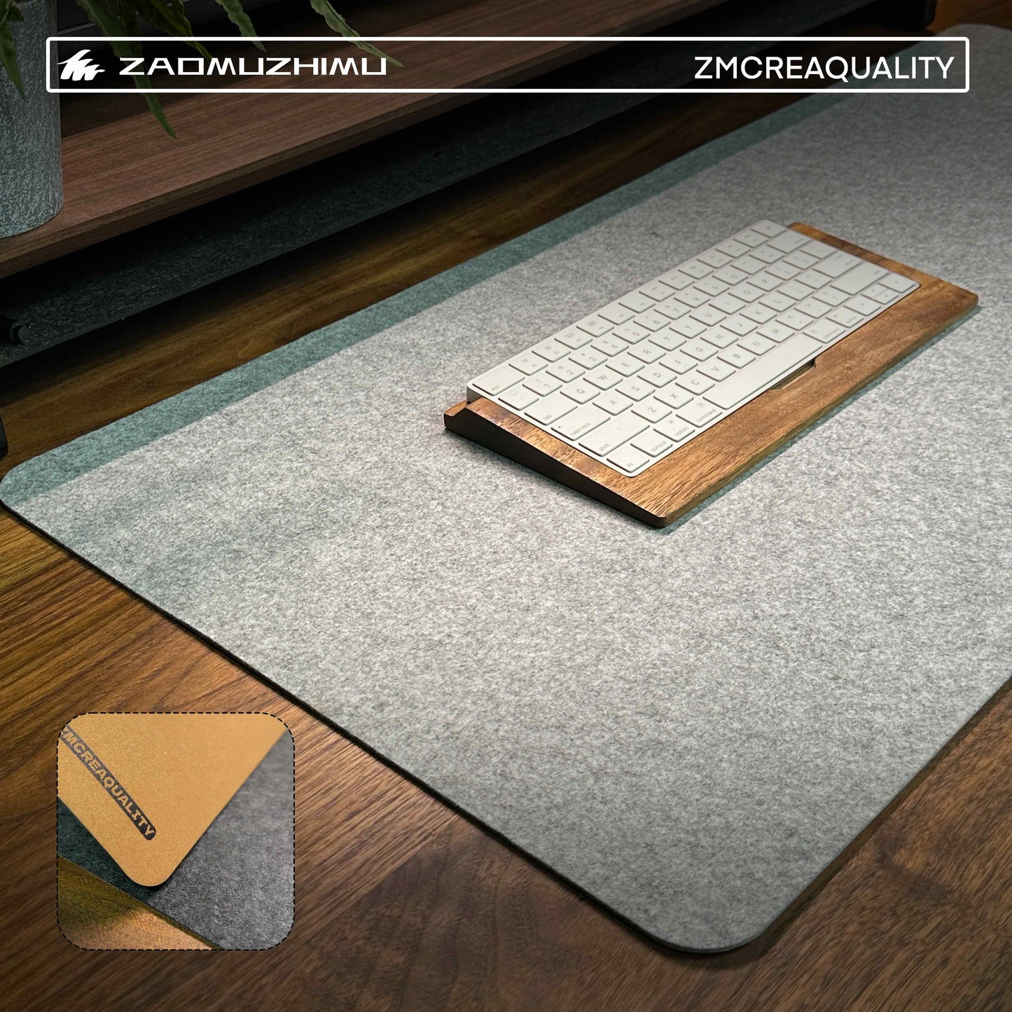 ZM Cork & Felt Textured Desk Mat: Mouse Pad and Keyboard Pad in One