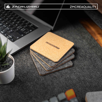 Dual-Sided Coaster with Cork and Felt | The Ideal Desktop Companion