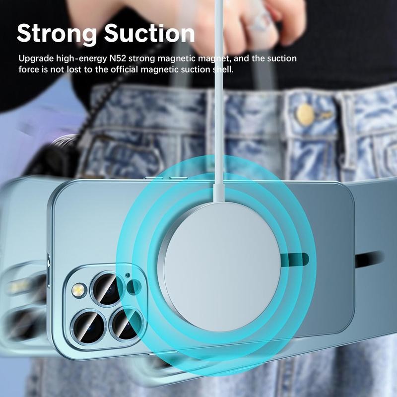 Ultra Thin Aluminum Metal MagSafe Magnetic Case for iPhone 16 15 14 13 12 Pro Max & Plus - Slim Shockproof Full Coverage Protective Cover with Lens Protection, Wireless Charging Compatible