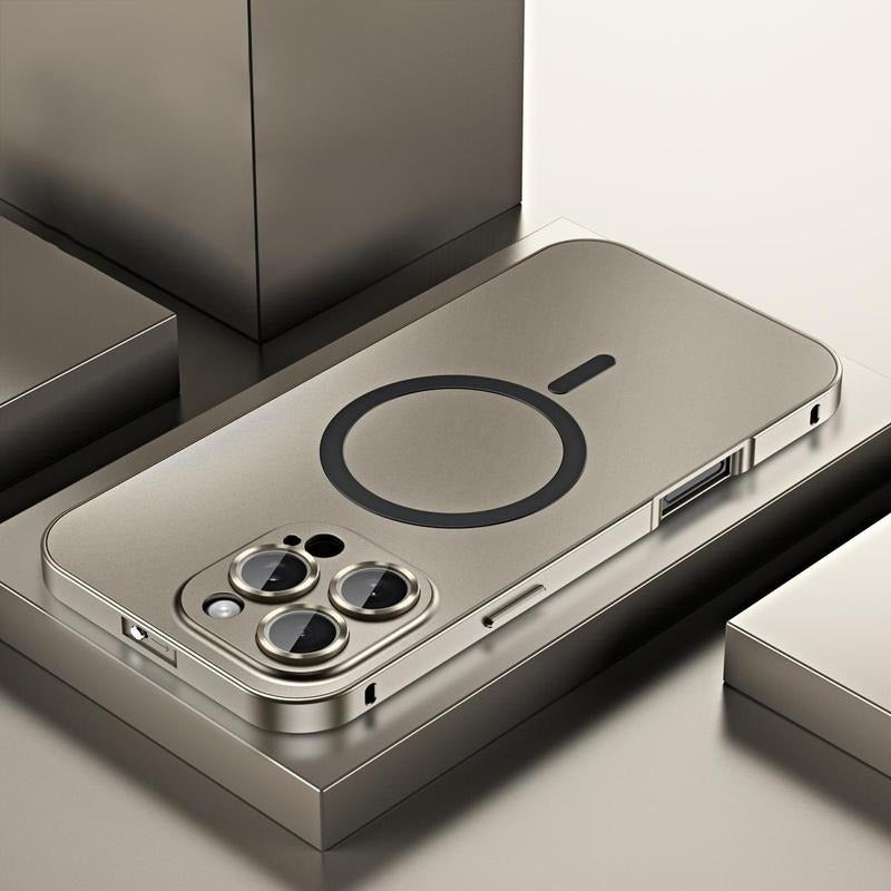 Ultra Thin Aluminum Metal MagSafe Magnetic Case for iPhone 16 15 14 13 12 Pro Max & Plus - Slim Shockproof Full Coverage Protective Cover with Lens Protection, Wireless Charging Compatible
