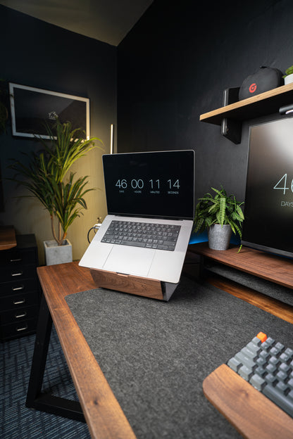 ZM Premium Laptop Stand Riser in Black Walnut & Oak