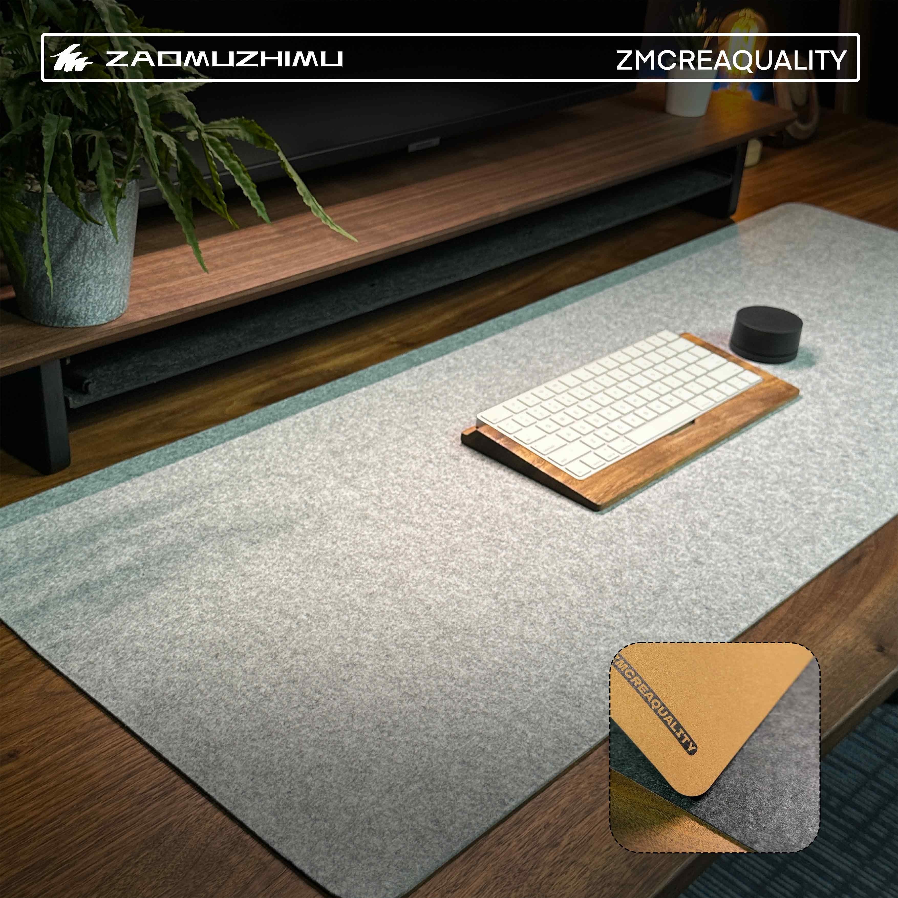 ZM Cork & Felt Dual-Sided Desk Mat - Extra Large Mouse Pad + Keyboard Wrist Rest | Non-Slip, Eco-Friendly, Ergonomic Office Desk Accessory for Home & Work