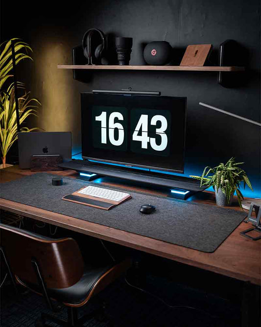 R20 Luminous Monitor Stand: The Ultimate RGB-Enhanced Wooden Display Stand for an Elevated Workspace